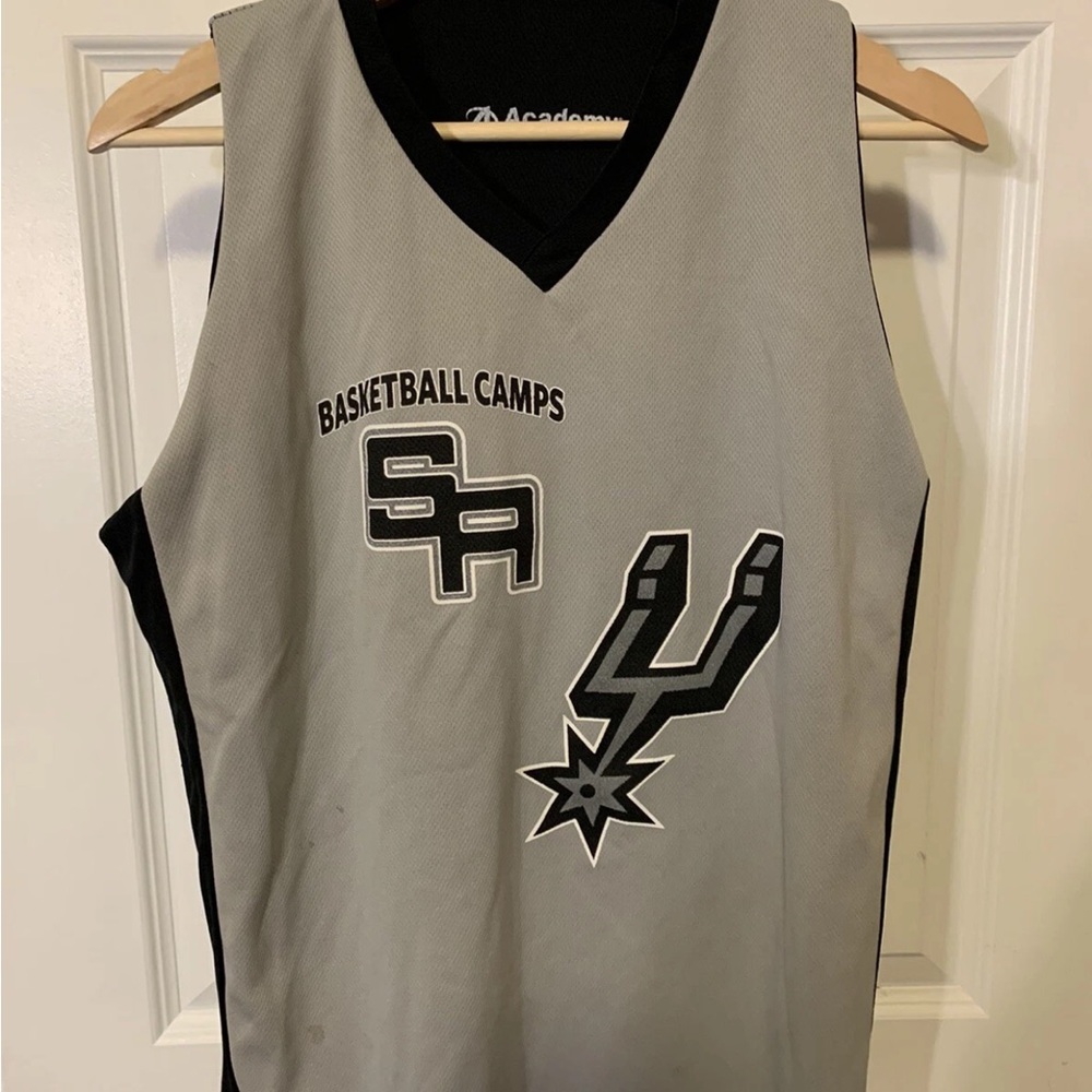 San Antonio Spurs Camps Jersey Youth Sz L Black Silver Reversible - Picture 5 of 9